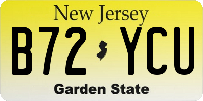 NJ license plate B72YCU