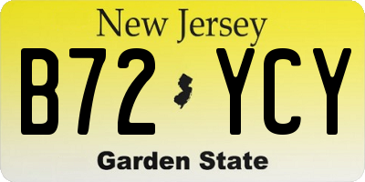 NJ license plate B72YCY