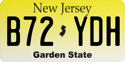 NJ license plate B72YDH