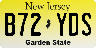 NJ license plate B72YDS