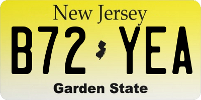 NJ license plate B72YEA