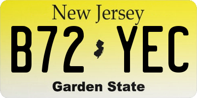 NJ license plate B72YEC