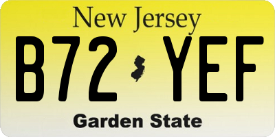 NJ license plate B72YEF