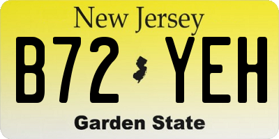 NJ license plate B72YEH
