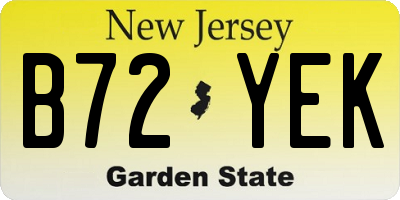 NJ license plate B72YEK