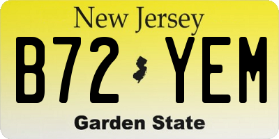 NJ license plate B72YEM