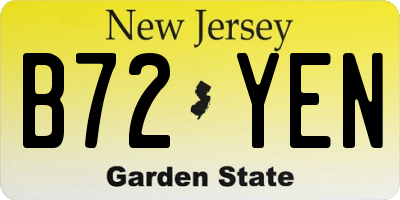 NJ license plate B72YEN