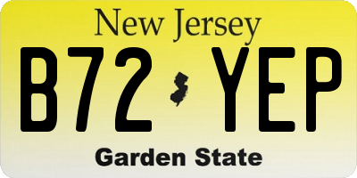 NJ license plate B72YEP
