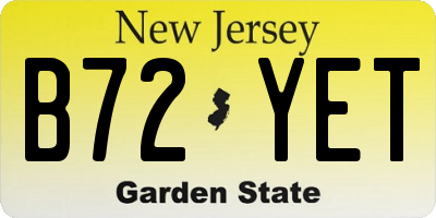 NJ license plate B72YET