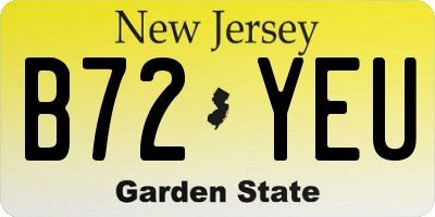 NJ license plate B72YEU