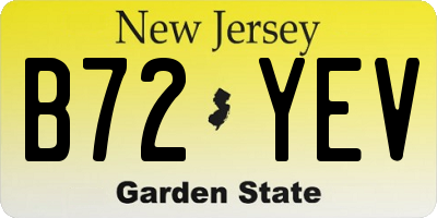 NJ license plate B72YEV