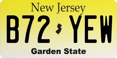 NJ license plate B72YEW