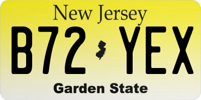 NJ license plate B72YEX