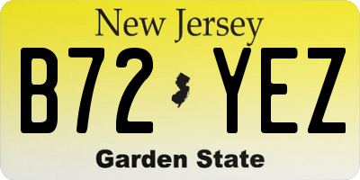 NJ license plate B72YEZ