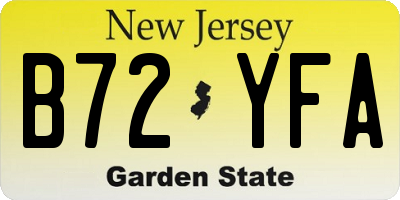 NJ license plate B72YFA