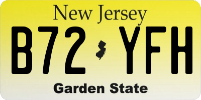 NJ license plate B72YFH