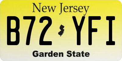 NJ license plate B72YFI
