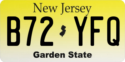 NJ license plate B72YFQ