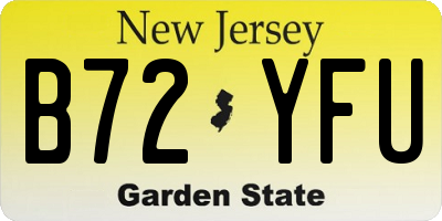 NJ license plate B72YFU