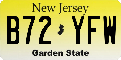 NJ license plate B72YFW