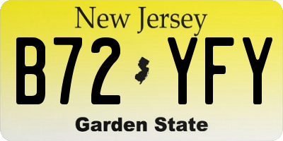 NJ license plate B72YFY