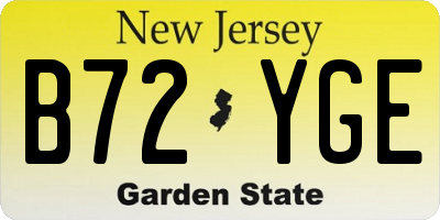 NJ license plate B72YGE