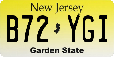 NJ license plate B72YGI