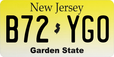 NJ license plate B72YGO
