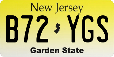 NJ license plate B72YGS