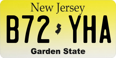 NJ license plate B72YHA