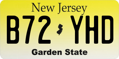 NJ license plate B72YHD