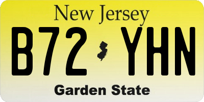 NJ license plate B72YHN