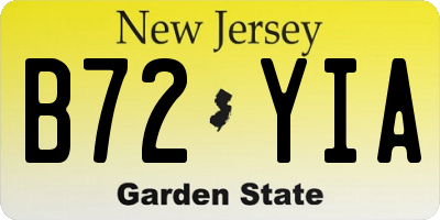 NJ license plate B72YIA