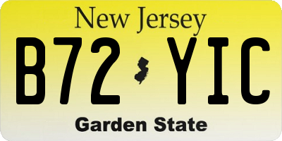NJ license plate B72YIC
