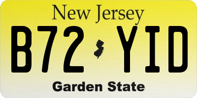 NJ license plate B72YID