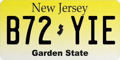 NJ license plate B72YIE