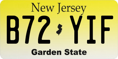 NJ license plate B72YIF
