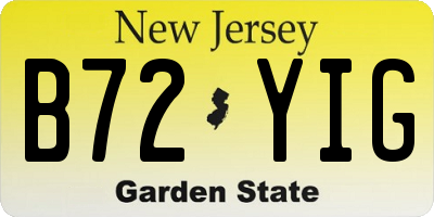 NJ license plate B72YIG