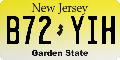 NJ license plate B72YIH