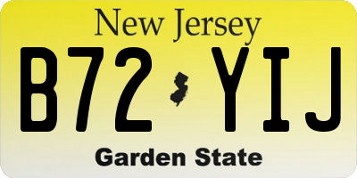 NJ license plate B72YIJ