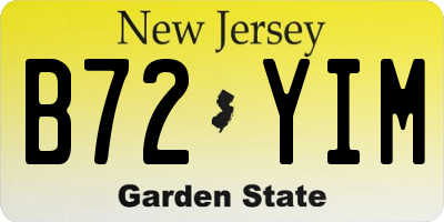 NJ license plate B72YIM