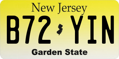 NJ license plate B72YIN