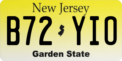 NJ license plate B72YIO