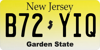 NJ license plate B72YIQ
