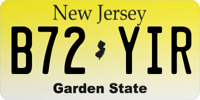 NJ license plate B72YIR