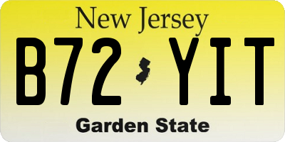 NJ license plate B72YIT