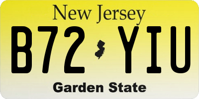 NJ license plate B72YIU