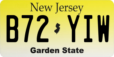 NJ license plate B72YIW