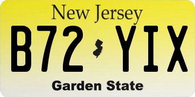 NJ license plate B72YIX