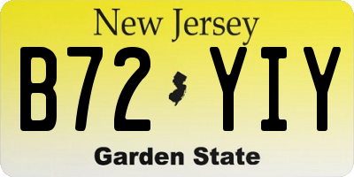 NJ license plate B72YIY